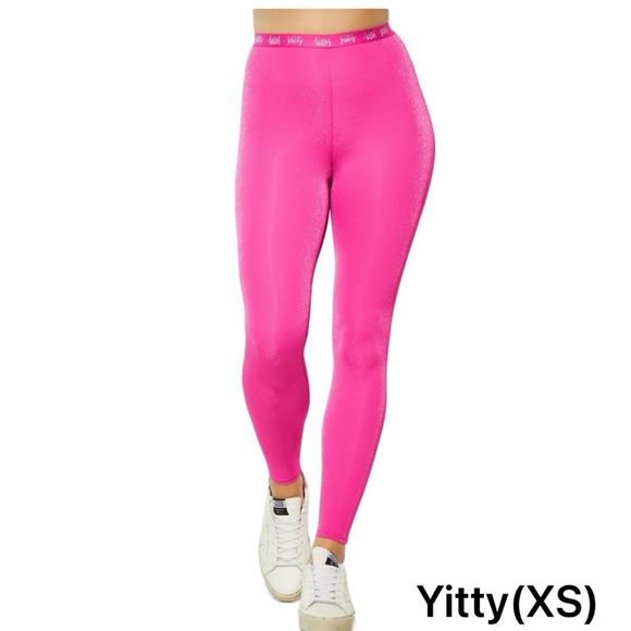 YITTY Pants - 🪗YITTY Hot Pink shimmer ruched Women's Leggings size XS NWT